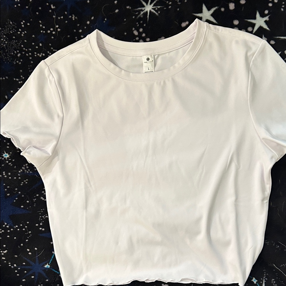 Yogalicious White Cropped Crewneck Top